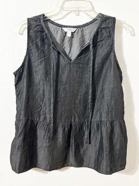 NWT Time and Tru Gray Charcoal Sleeveless Peplum Top 100% Lyocell – Size S (4-6)